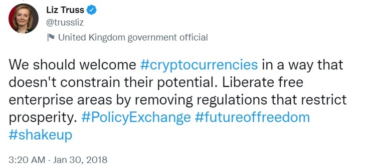 truss tweet What New UK Prime Minister Liz Truss Says About Cryptocurrencies